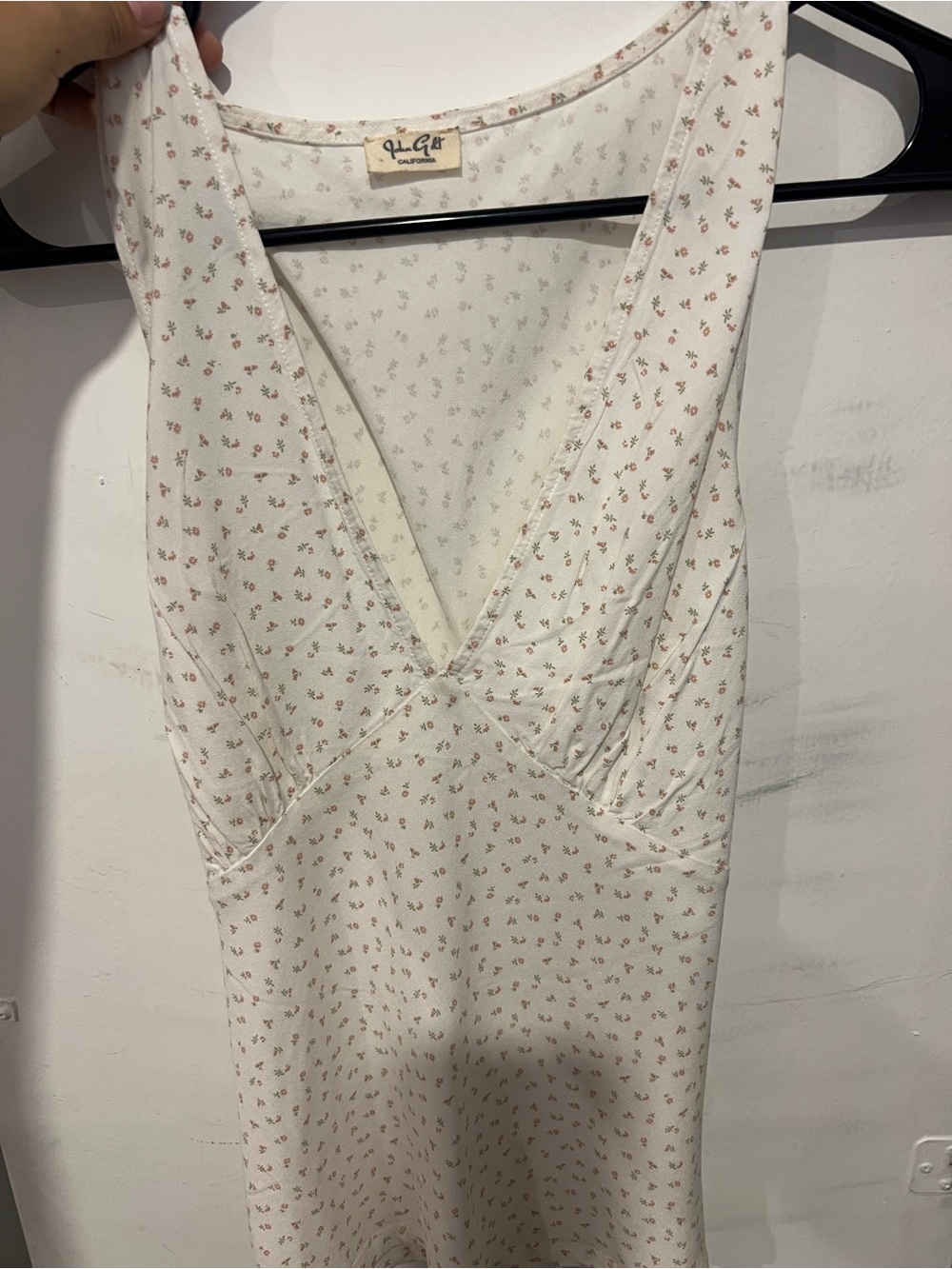 Brandy Melville Cream Mini Slip Dress with Rust Floral Print